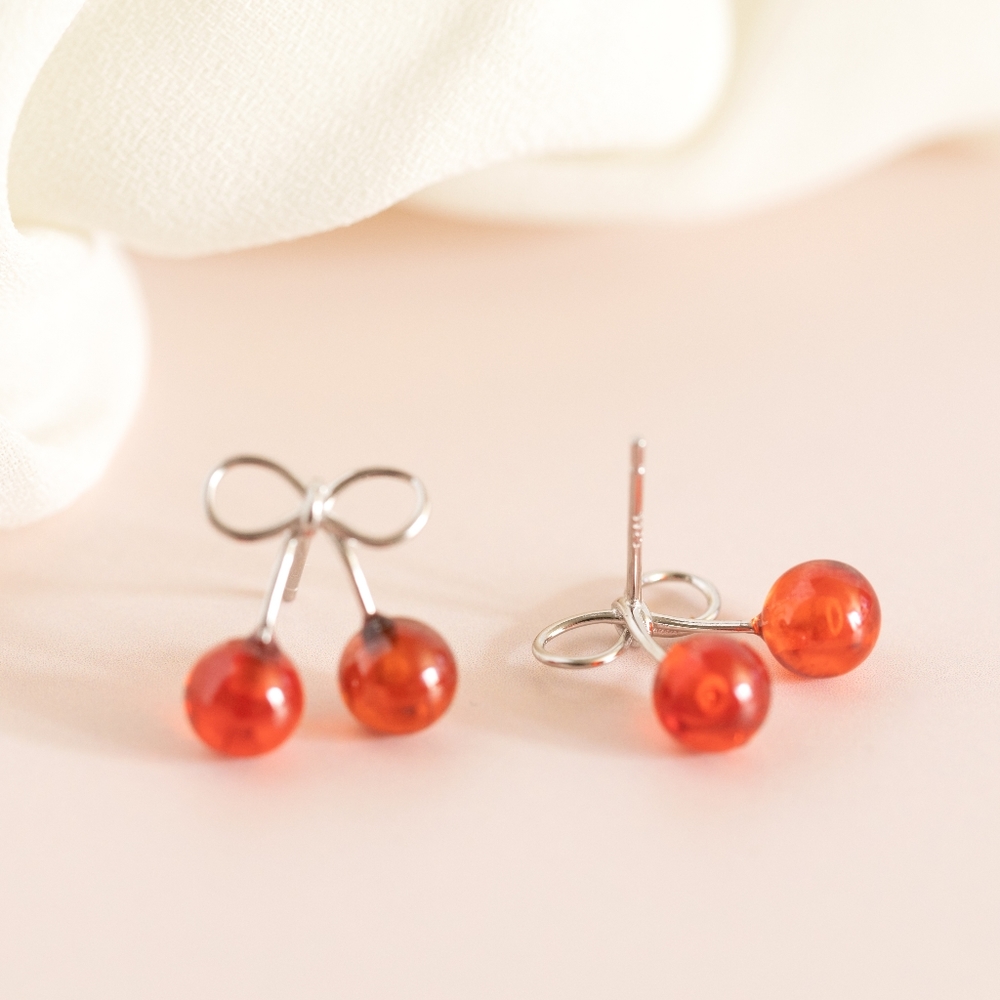 Cherry Drop Studs (S925) - Picture 5 of 7